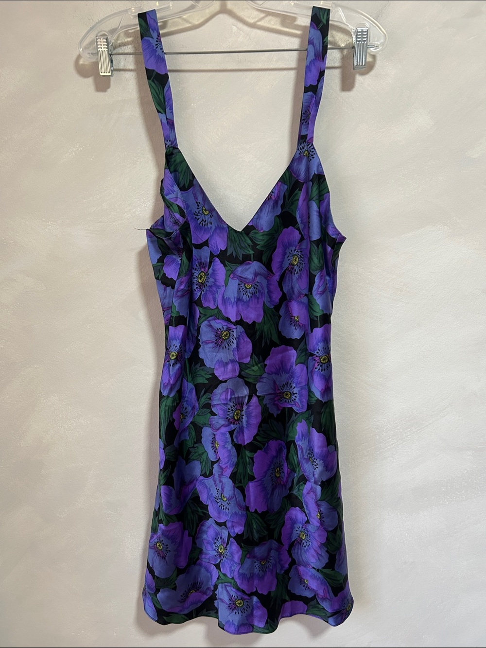 Patricia Fieldwalker Adagio Holt Renfrew Floral 100% Silk Mini Slip Dress Large